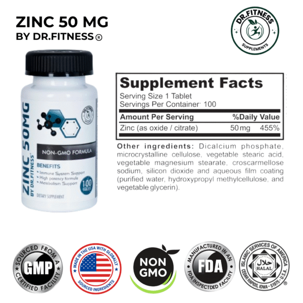 Zinc 50mg – 100 Tablets